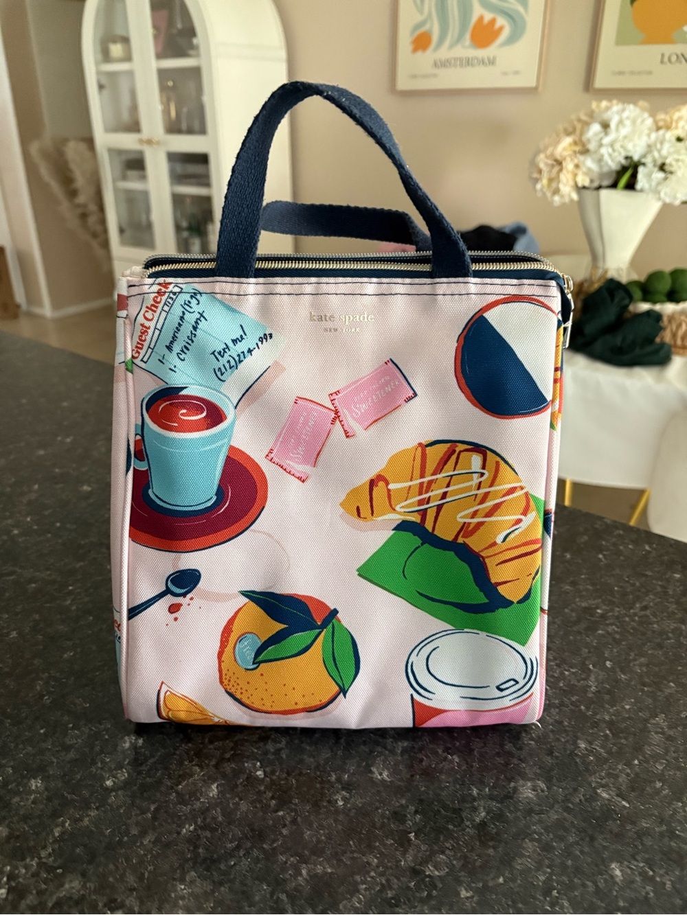 Kate Spade Picnic Print Lunch Tote in Pink
